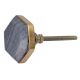 Grey Hexagon Stone Brass Coated Cabinet knobs
